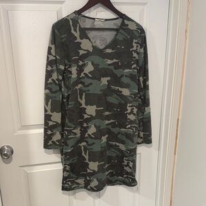 Camouflage Long Sleeve V-Neck SleepShirt